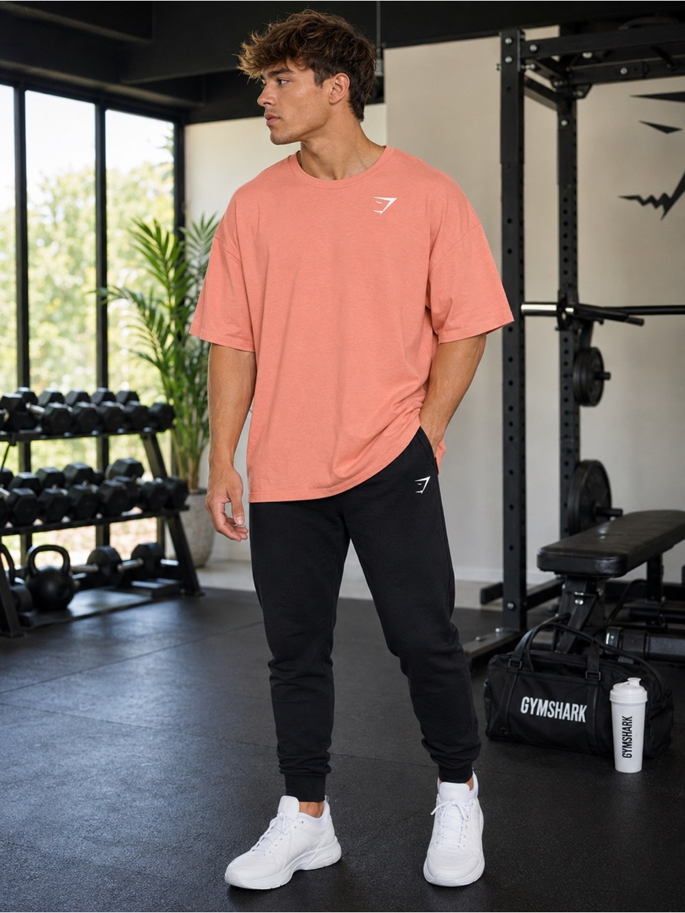 NWOT Gymshark Essential Oversized Tee Salmon Pink Size XXXL